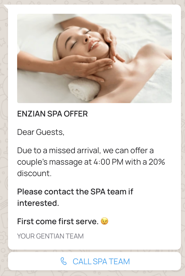 Manual broadcast spa promotion