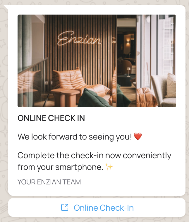 Online check-in WhatsApp template